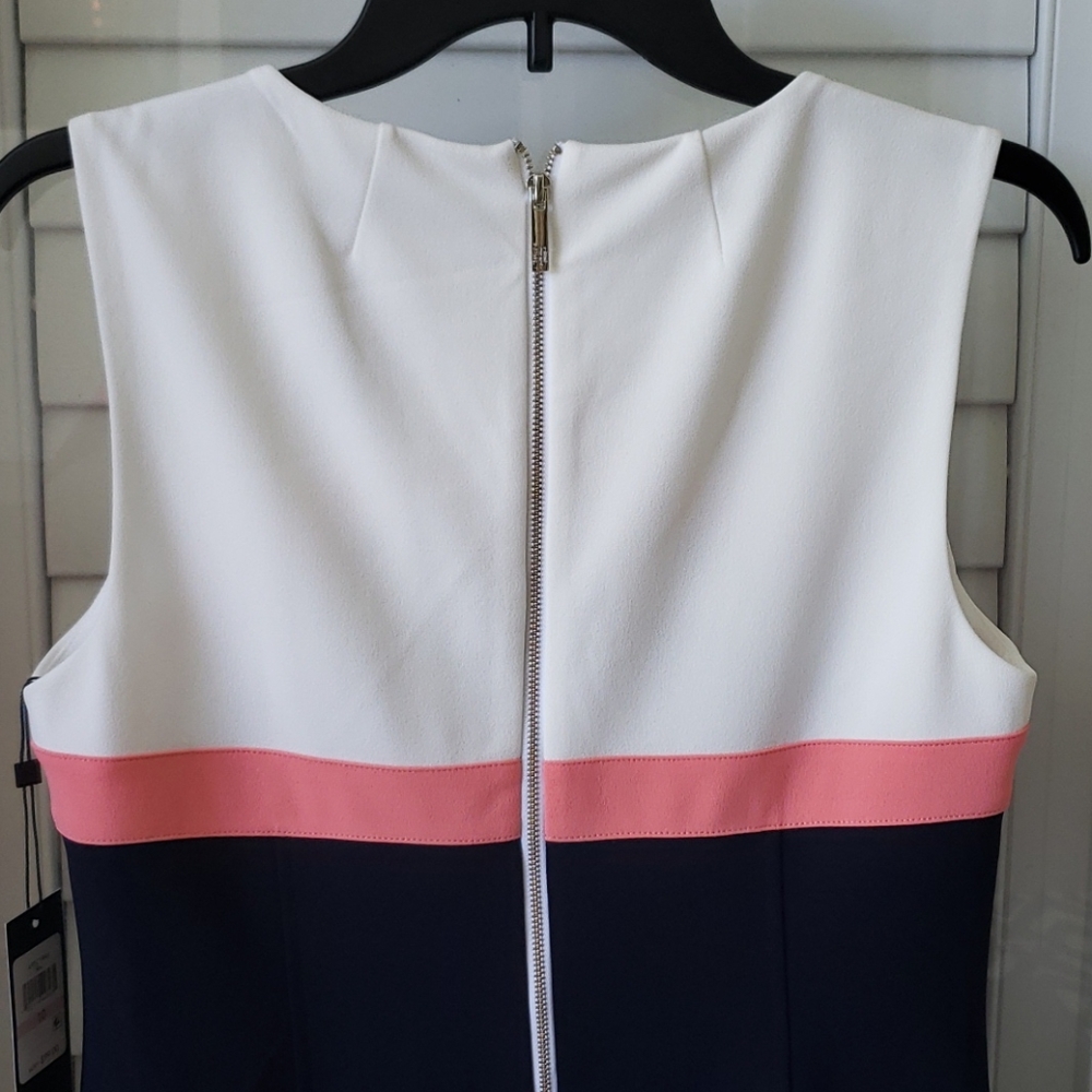 Tommy Hilfiger Navy/Coral/White Sheath Dress Sz10 - Picture 3 of 10